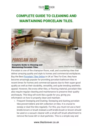 COMPLETE GUIDE TO CLEANING AND MAINTAINING PORCELAIN TILES.