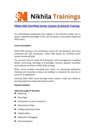 PEGA CSSA Training | Pega Online training