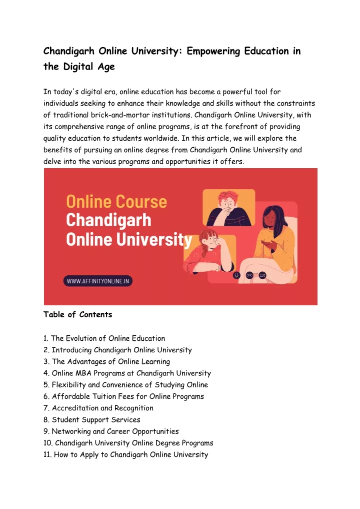 chandigarh online university empowering education