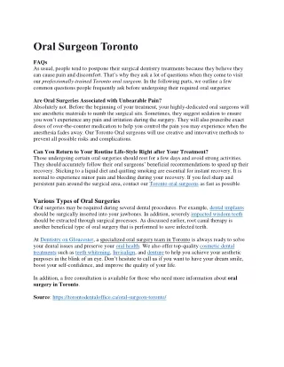 1- Oral Surgeon Toronto