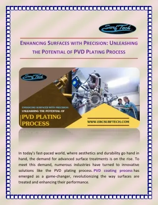 Unleashing the Potential of PVD Plating Process