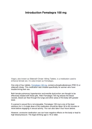 Femalegra 100 mg Sildenafil Tablets