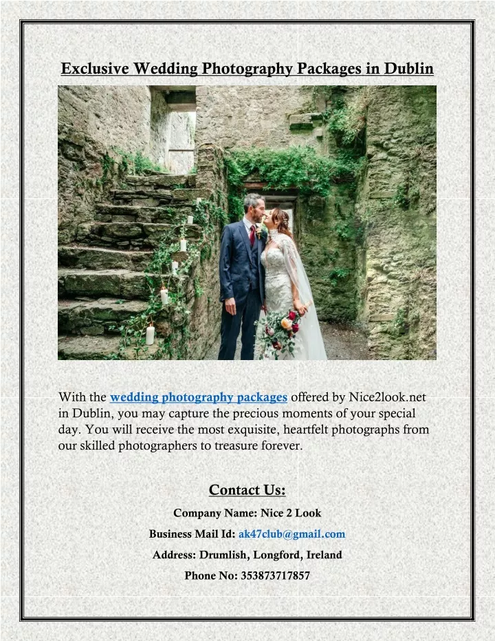 exclusive wedding photography packages in dublin