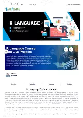R Language Training COurse