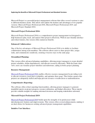 exploring the benefits of microsoft project