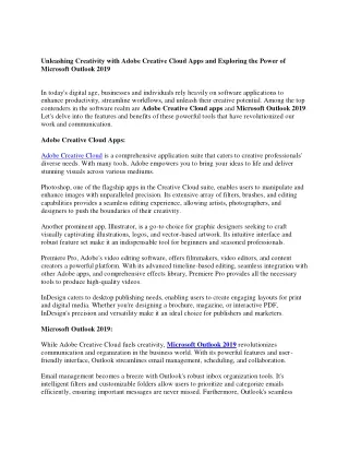 unleashing creativity with adobe creative cloud
