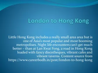 London to Hong Kong