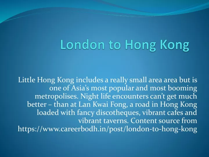 london to hong kong