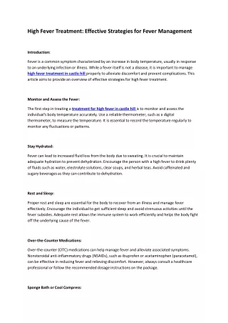 high fever treatment effective strategies
