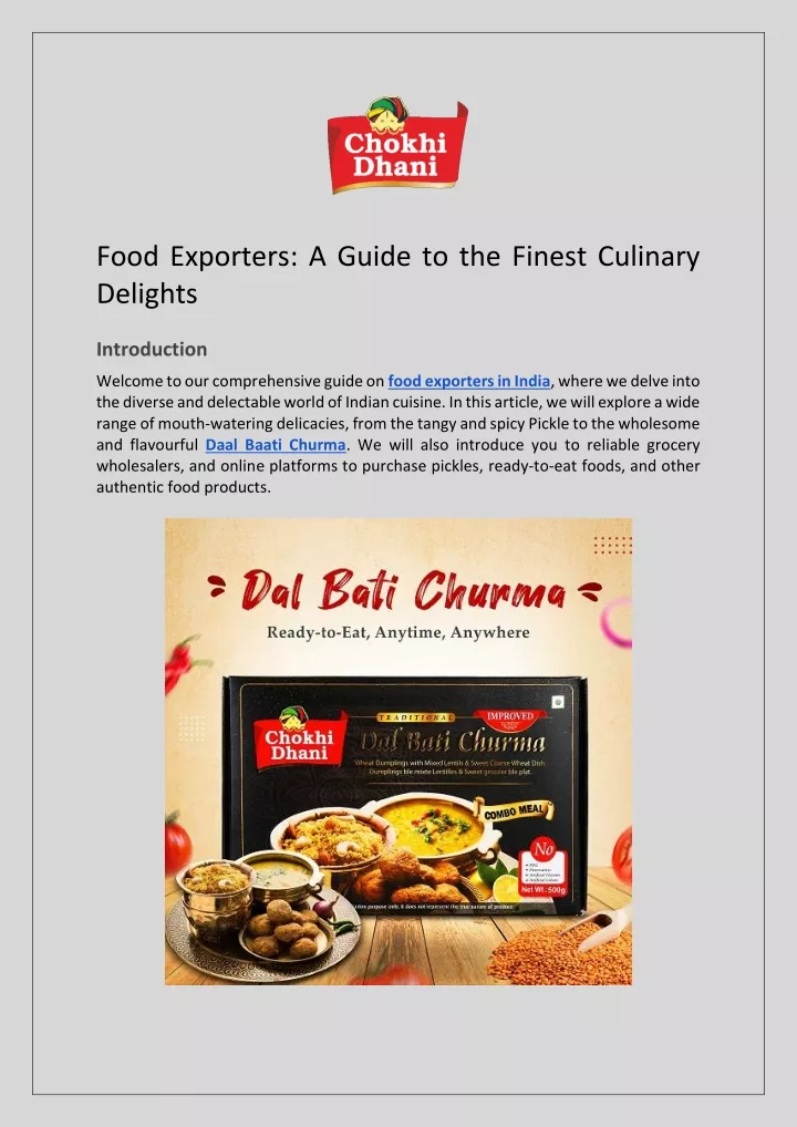 food exporters a guide to the finest culinary