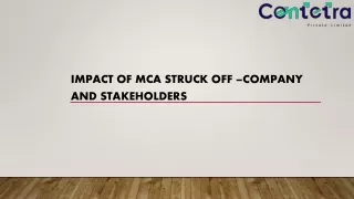 Impact Of MCA Struck Off –Company and Stakeholders