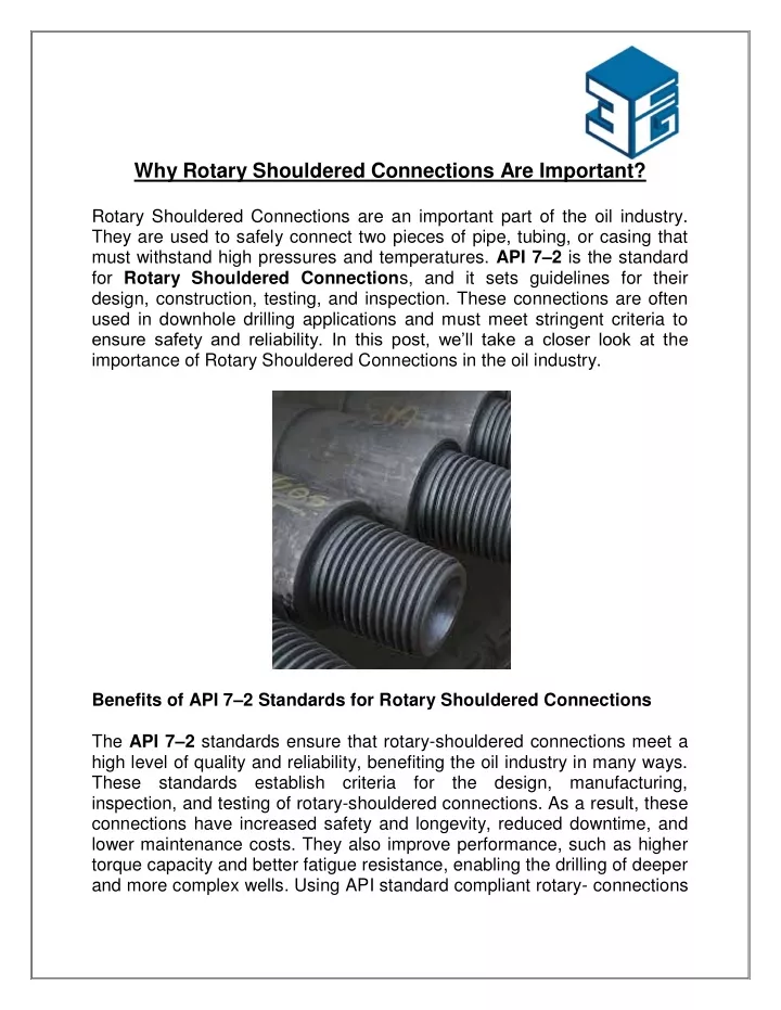 why rotary shouldered connections are important