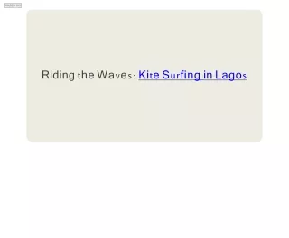 Riding the Waves Kite Surfing in Lagos
