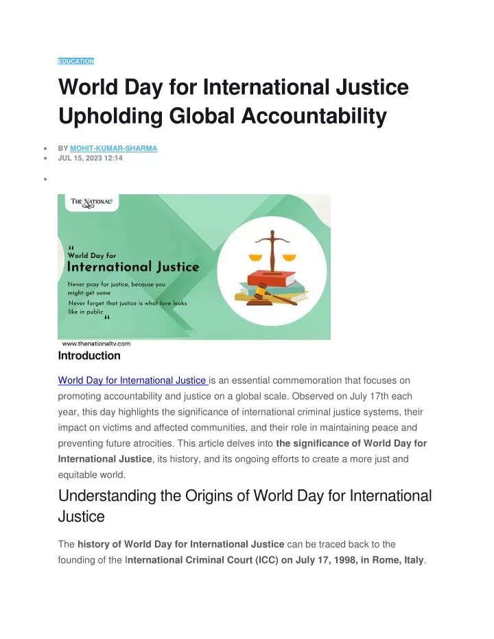 education world day for international justice