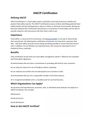h a c c p certification