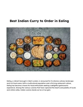 Best Indian Curry to Order in Ealing