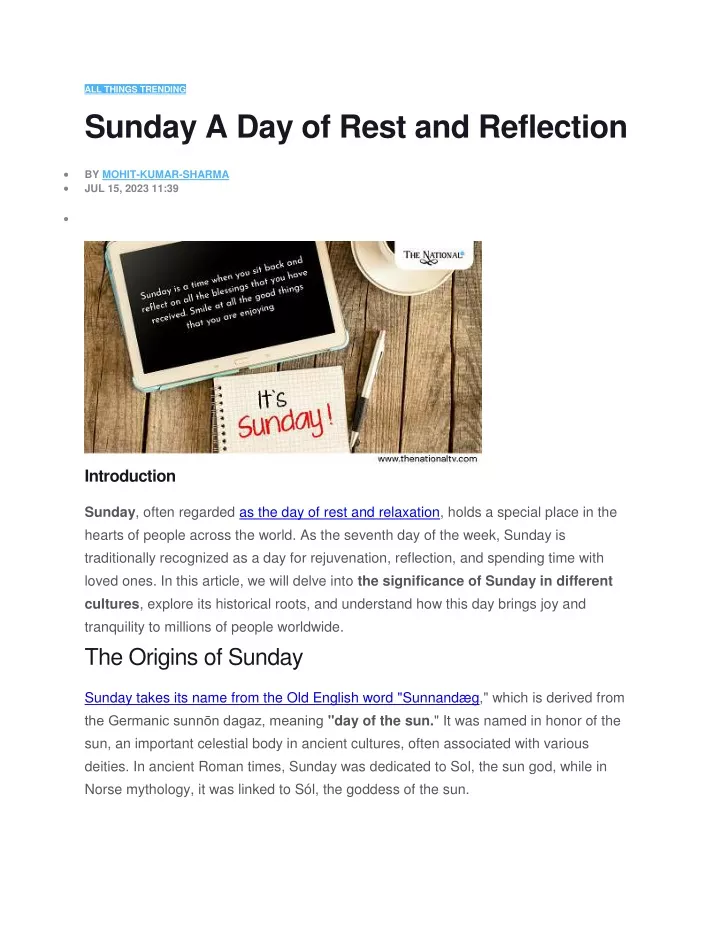 all things trending sunday a day of rest