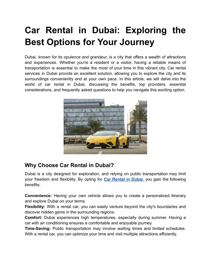 car rental in dubai exploring the best options