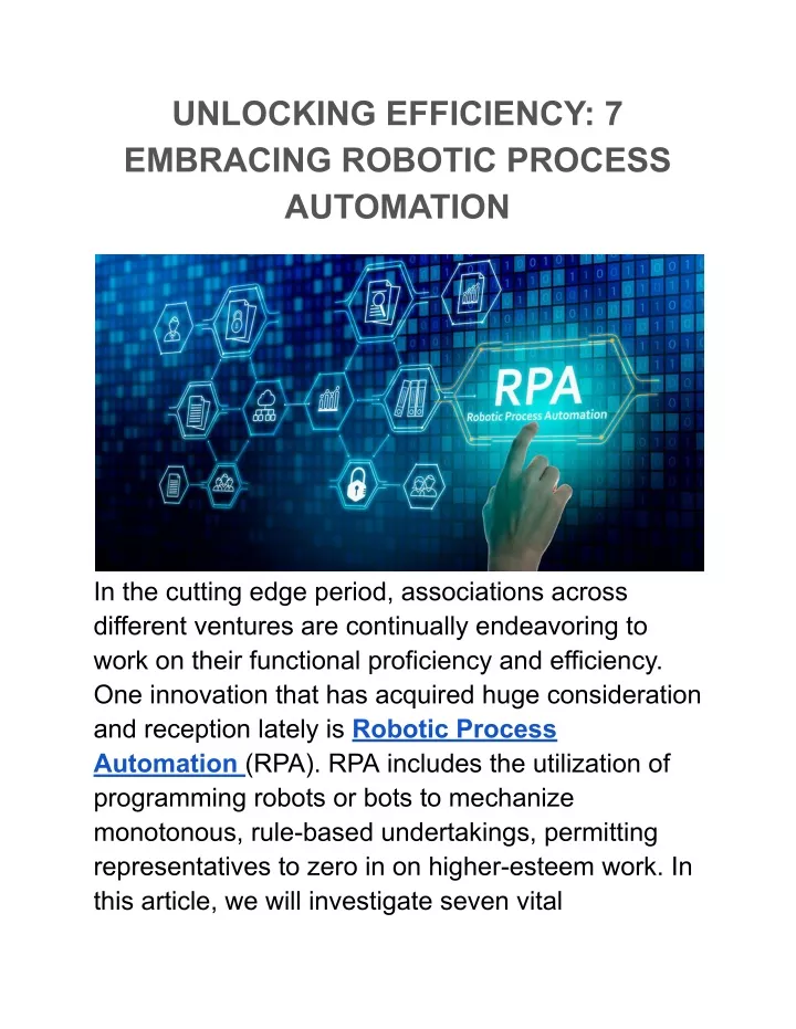 PPT - UNLOCKING EFFICIENCY_ 7 EMBRACING ROBOTIC PROCESS AUTOMATION ...