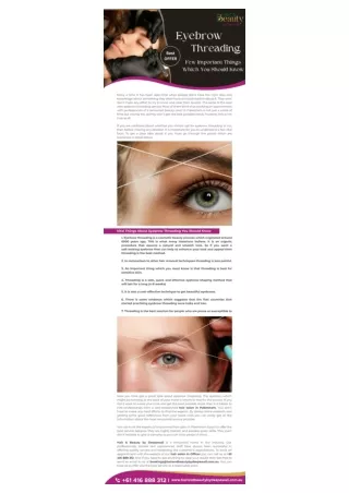 EYEBROW THREADING- FEW IMPORTANT THINGS WHICH YOU SHOULD KNOW