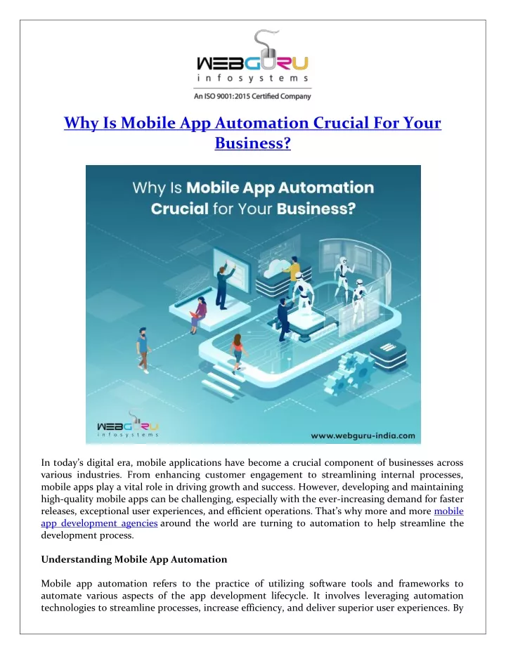 why is mobile app automation crucial for your