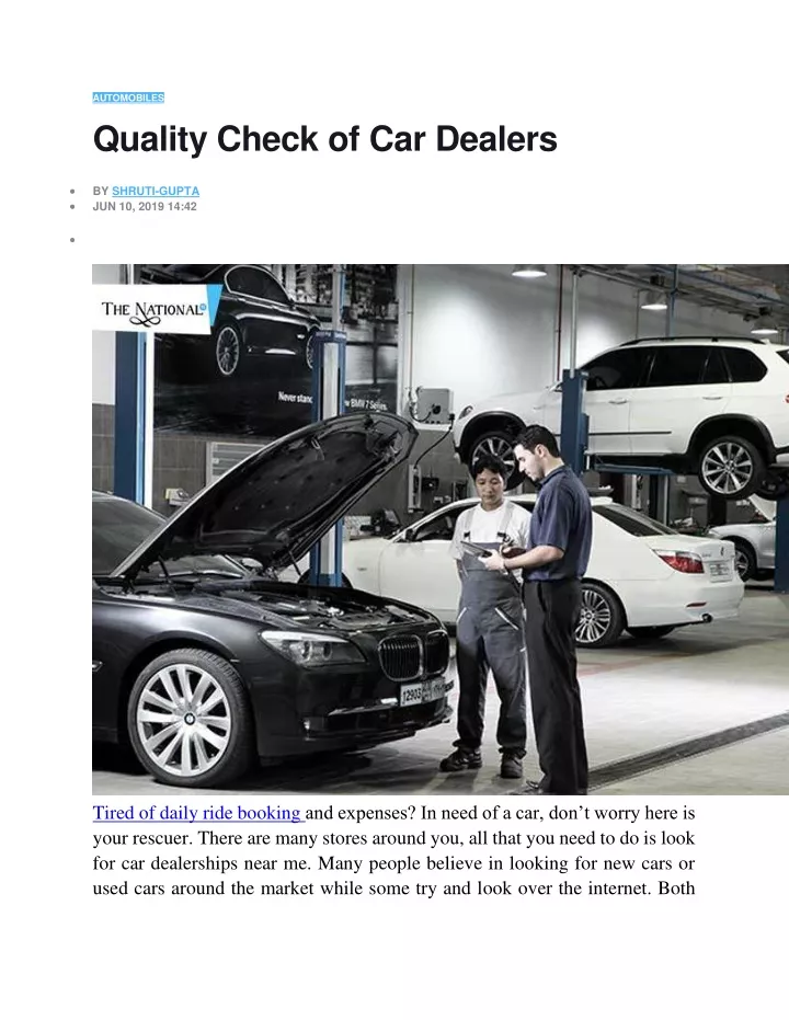 automobiles quality check of car dealers