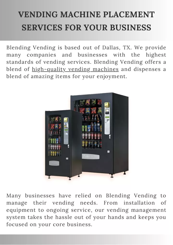 vending machine placement services for your