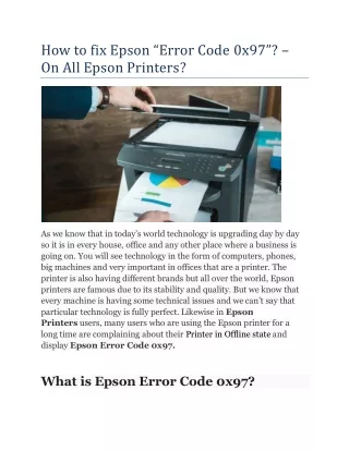 How to fix Epson “Error Code 0x97”? – On All Epson Printers?