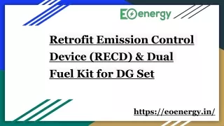 Retrofit Emission Control Device (RECD) & Dual Fuel Kit for DG Set