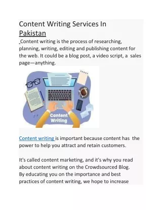 Content Writing Services In Pakistan