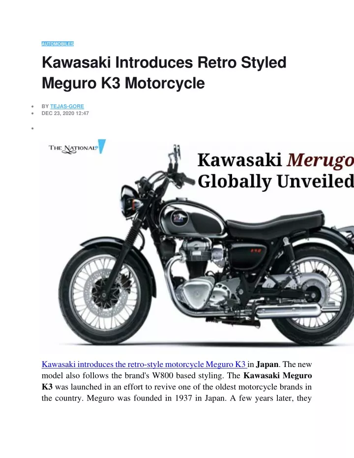 automobiles kawasaki introduces retro styled