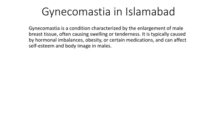 gynecomastia in islamabad