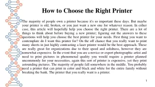 How to Choose the Right Printer