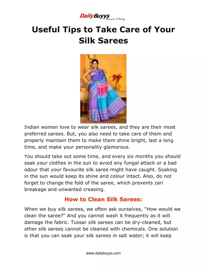 useful tips to take care of your silk sarees
