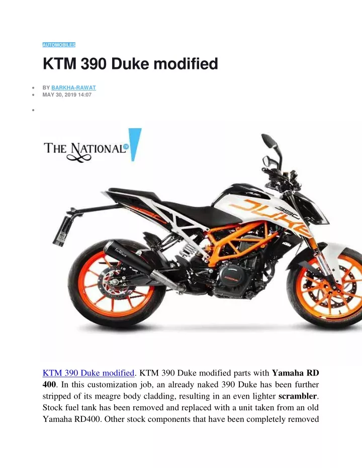 automobiles ktm 390 duke modified