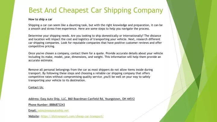 best and cheapest car shipping company