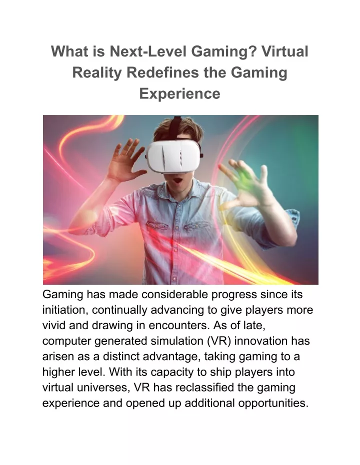 what is next level gaming virtual reality