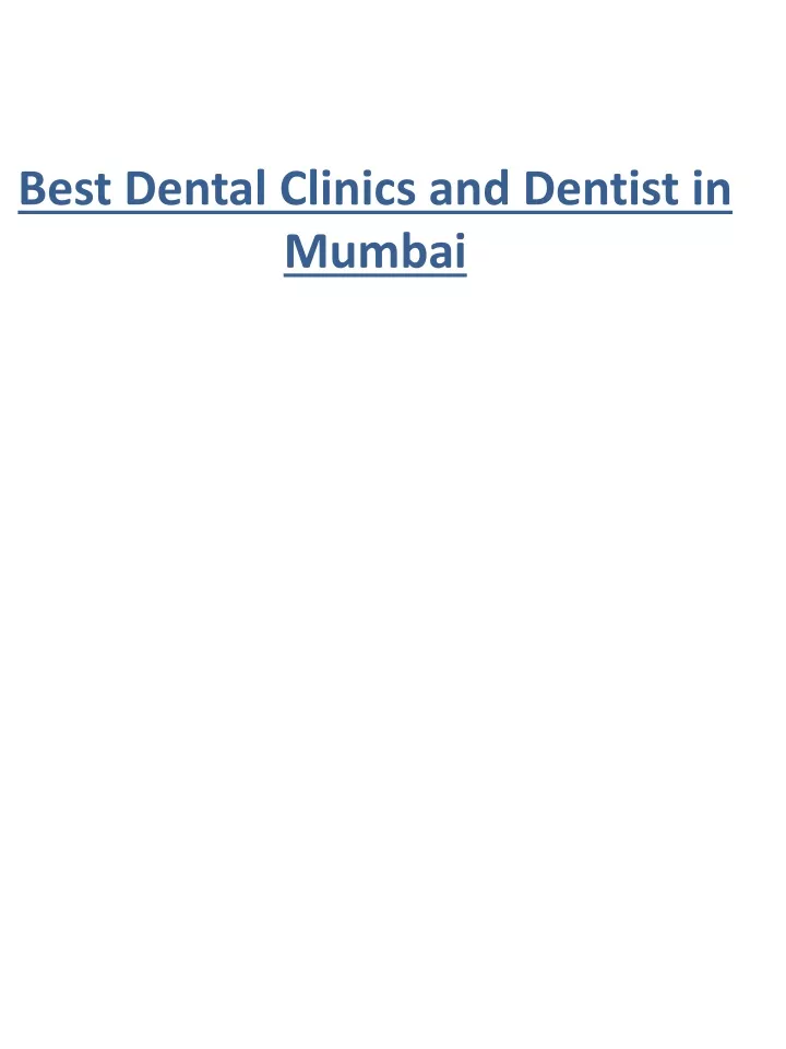 best dental clinics and dentist in mumbai