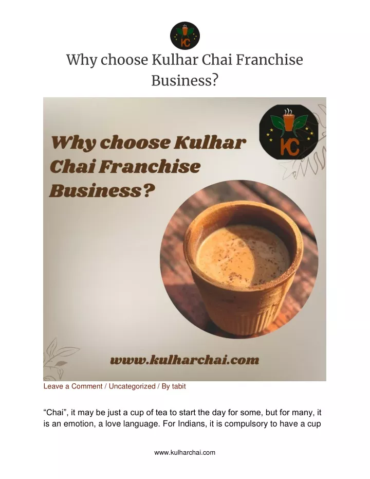 why choose kulhar chai franchise business