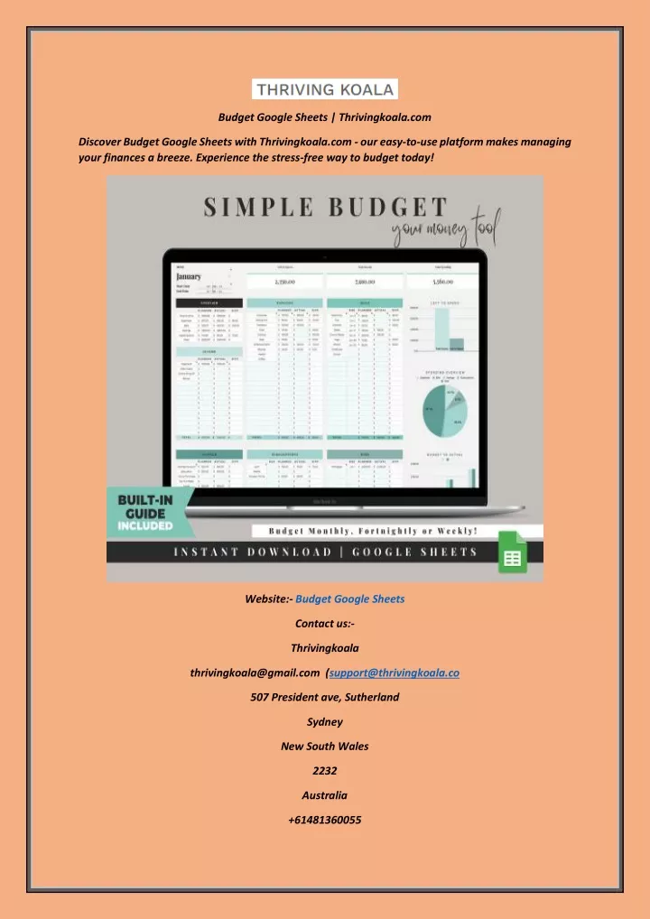 budget google sheets thrivingkoala com