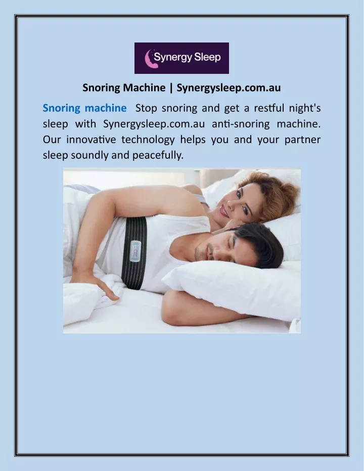snoring machine synergysleep com au