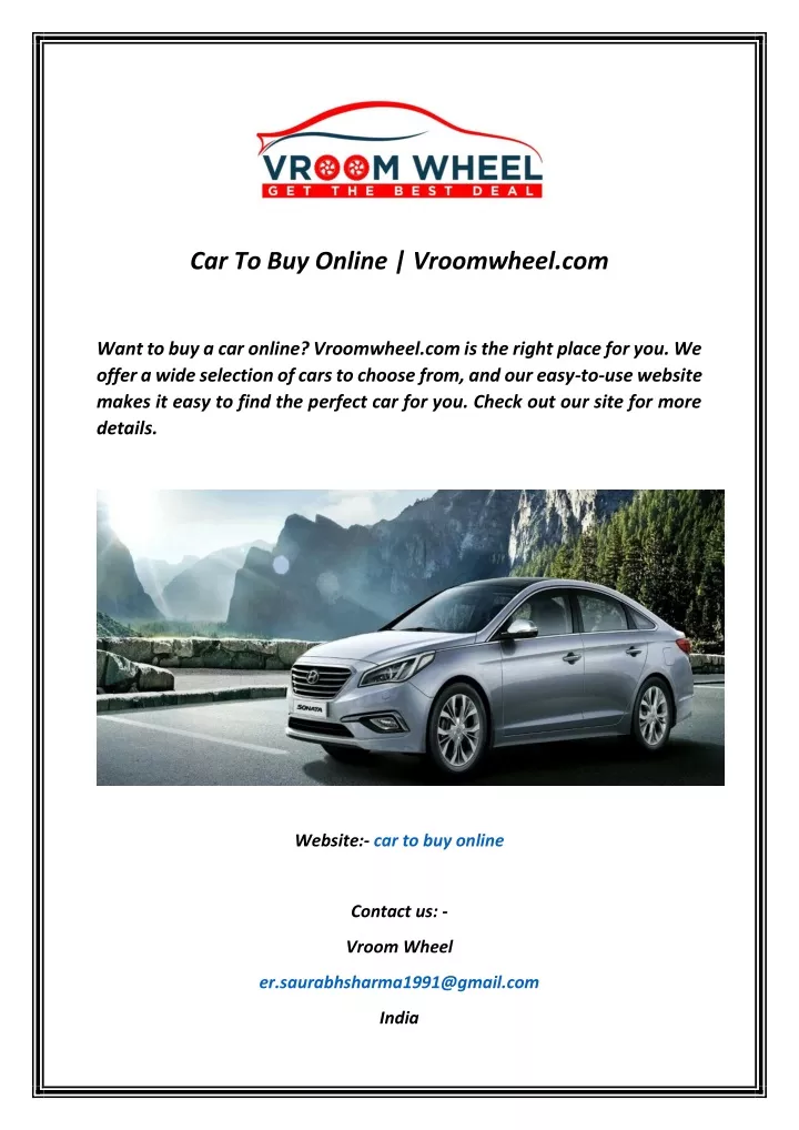 car to buy online vroomwheel com