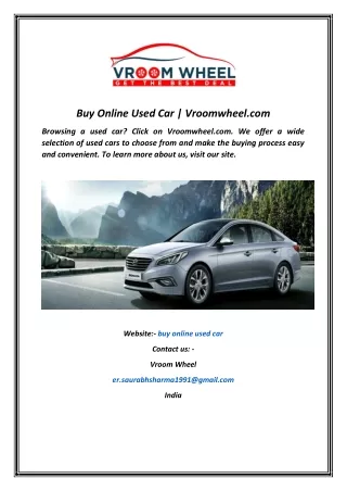 Buy Online Used Car  Vroomwheel