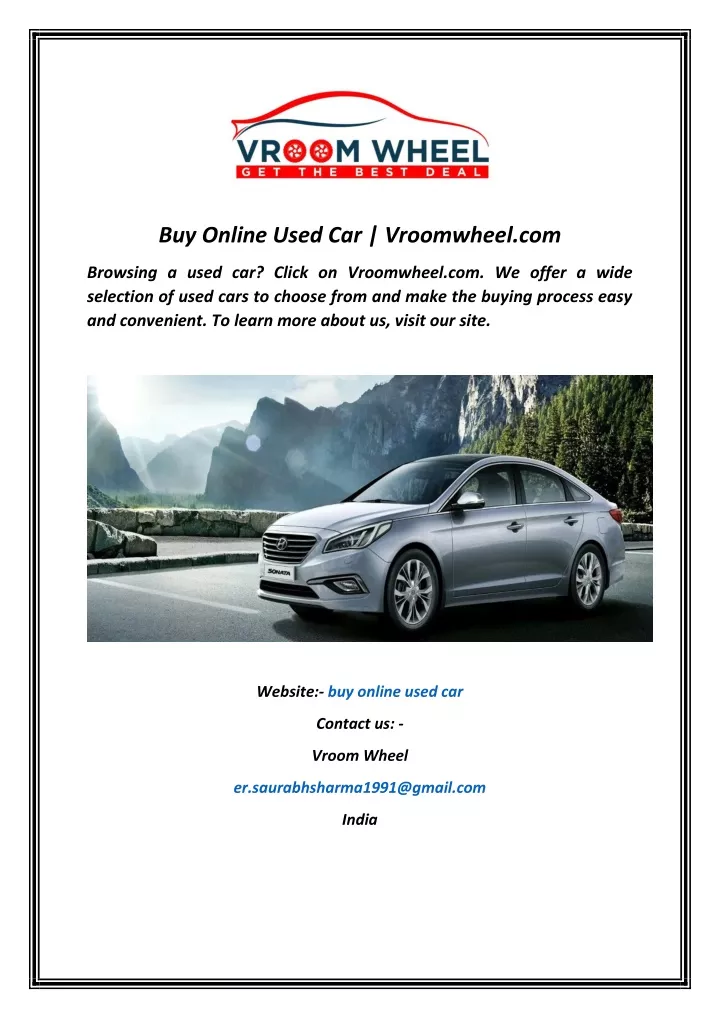 buy online used car vroomwheel com