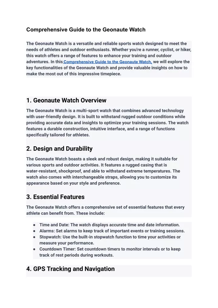 comprehensive guide to the geonaute watch