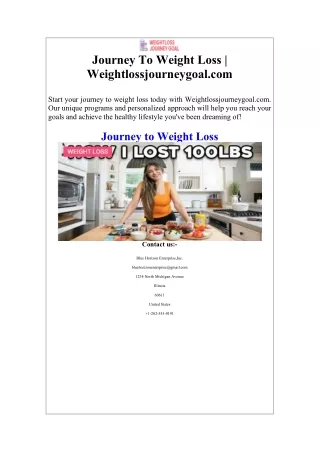 Journey To Weight Loss  Weightlossjourneygoal.com