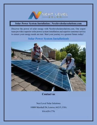Solar Power System Installation  Nextlevelsolarsolutions.com