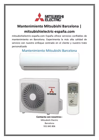 Mantenimiento Mitsubishi Barcelona mitsubishielectric-españa