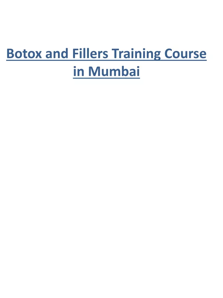 botox and fillers training course in mumbai