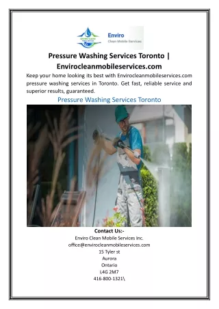 Pressure Washing Services Toronto Envirocleanmobileservices